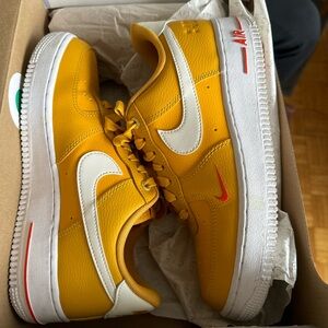 Nike Air Force 1 Yellow and White Sneakers
